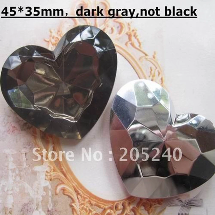 

Jewelry Materials For Diy Decoration 10pcs(Dark Gray Color)Kawaii 3D Acrylic Heart Shape Rhinestone Without Flat Back