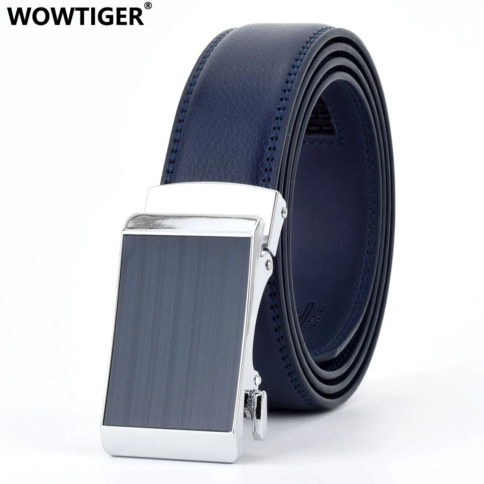 Мужской ремень с храповым механизмом WOWTIGER модный дизайнерский синего цвета