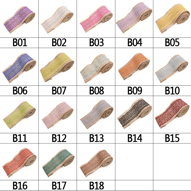 2m*6cm Jute Burlap Rolls Hessian Trim Ribbons With Lace For Vintage Wedding Birthday Decora DIY Sweing Gift Box Package Supplies | Дом и сад