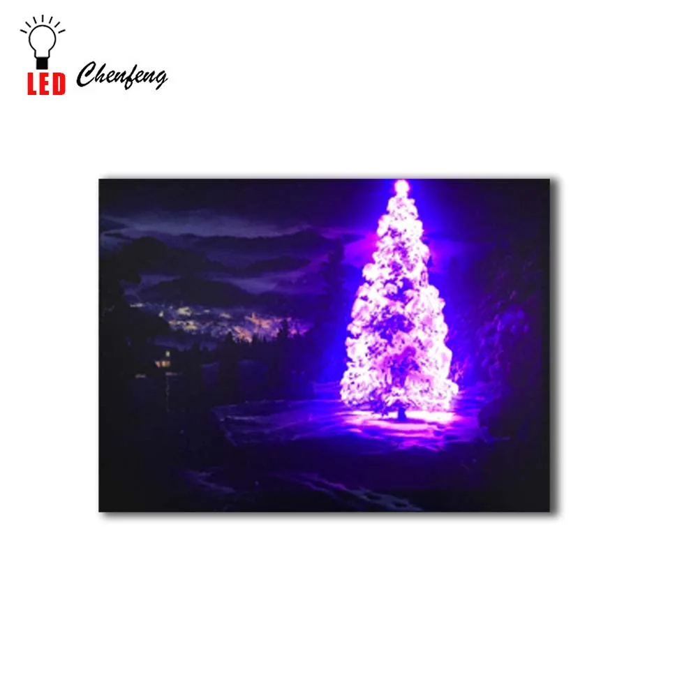 RGB Led холст настенные декоративные Рождественская елка в Зимняя картинка печать на холсте с подсветкой живопись светильник подарок декор для гостиной
