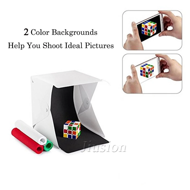 Mini Folding Photo Studio Box with White Black Background Built-in LED Panel Lightbox Softbox Light Room Tent for DSLR Camera |