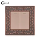 Coswall красная бронза Ретро цинковый сплав металлическая панель золото черный 2 группы 1 направление вклвыкл Кулисный настенный светильник ключатель света 16 А ACDC 8  250 В