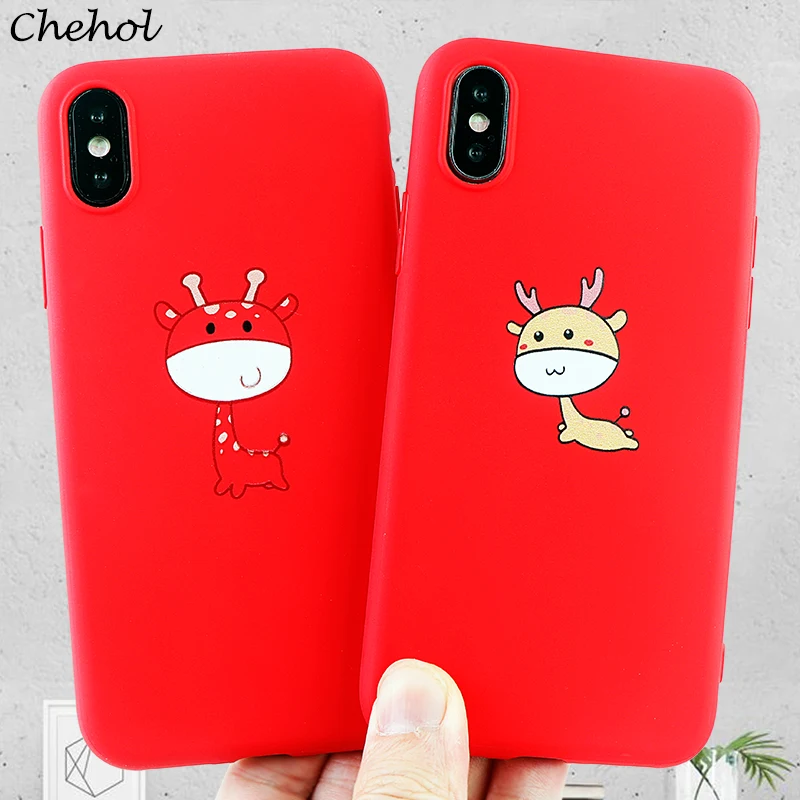 Couple Phone Cases for IPhone X XS MAX XR 8 7 6 S Plus Case Cute Deer Shell Soft Silicone Fitted Mobile Covers Accessories | Мобильные