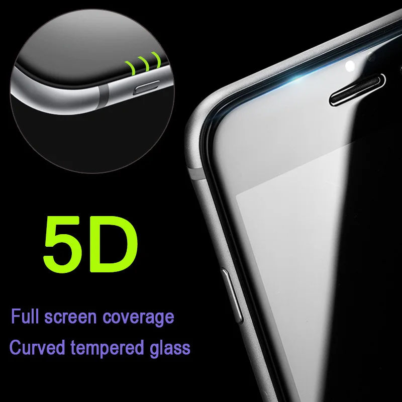 5D закаленное стекло для iPhone 7 8 полное покрытие с изогнутыми краями X Защитная