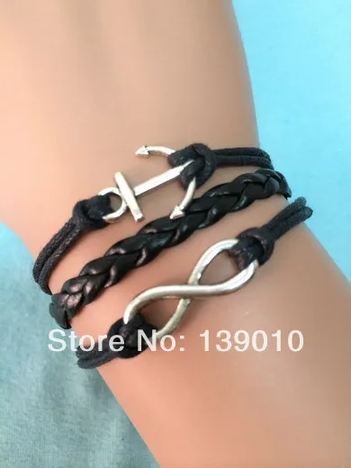 Черные туфли высокого качества кожаная лента Веревка Якорь Бесконечность