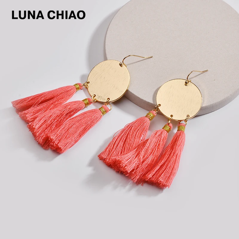 Женские богемные серьги с кисточками LUNA CHIAO капли кисточками|Серьги-подвески| |