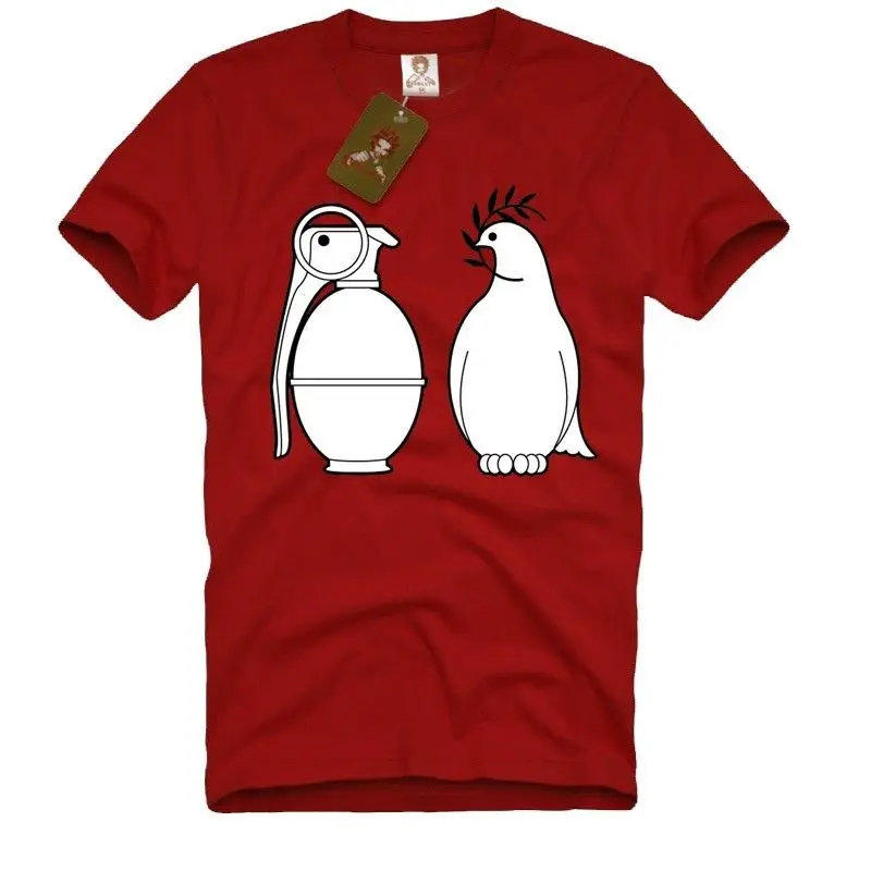 Без войны голубь мира vs бомба Для мужчин футболка свободу fun graphic tee S XL Футболка с