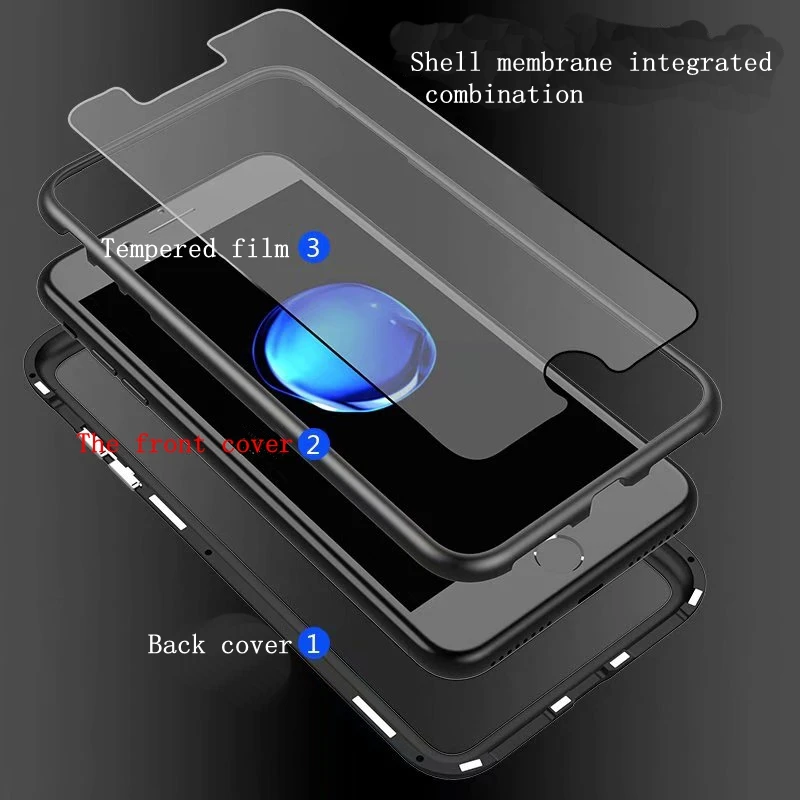 Роскошный Магнитный флип-чехол для samsung Galaxy Note 8, 9, S7, S7E, S8, S9 plus, чехол из поликарбоната с рисунком, закаленное стекло, задняя крышка
