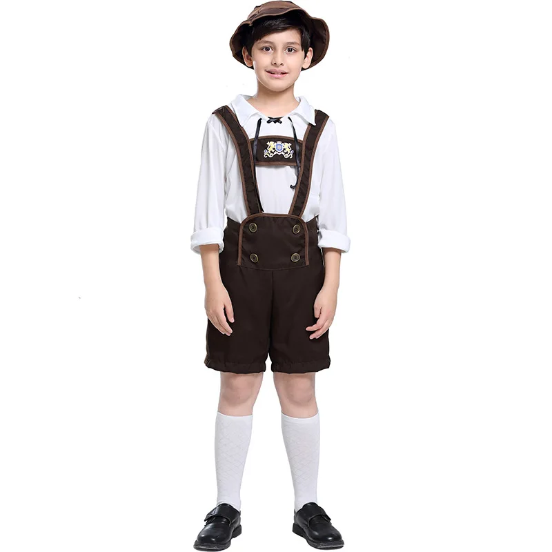 

Children Oktoberfest Beer Festival Costume Role Playing Boys Easter Carnival Day Halloween Cosplay Top+Hat+Pant