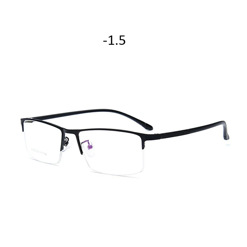 black myopia 1.5 Zilead полуоправа анти-синий светильник очки для близорукости Ретро Классические мужские Бизнес близорукие очки унисекс-0,75 до-4,0 - Цвет оправы: black myopia 1.5