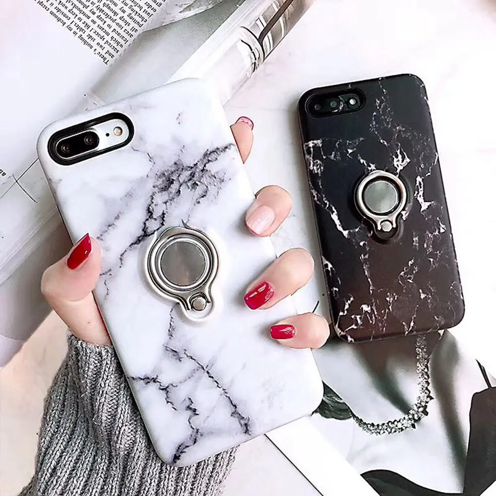KISSCASE роскошный держатель телефонного звонка чехол для iPhone 7 X XS Max XR мрамор Sotf ТПУ
