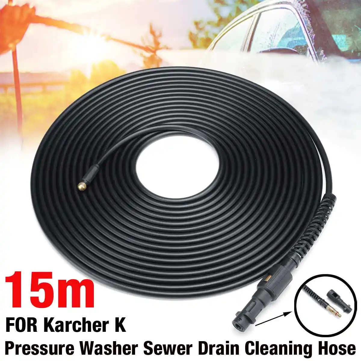 

15 meters 2300PIS 160Bar High Pressure Washer Hose Pipe Cord Car Washer Water Cleaning Extension Hose Water Pipe for Karcher K