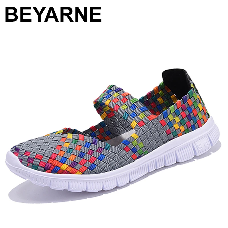 

BEYARNE Casual Flats Shoes Woman Fashion Female Handmade Women Woven Shoes Summer Size Slip-on Flat Shoes Women Chaussure Femme