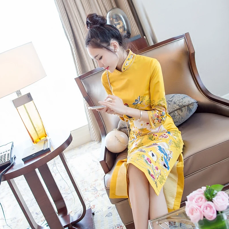 Вышитые китайские свадебные платья Чонсам для женщин|cheongsam top|traditional cheongsamtop cheongsam |