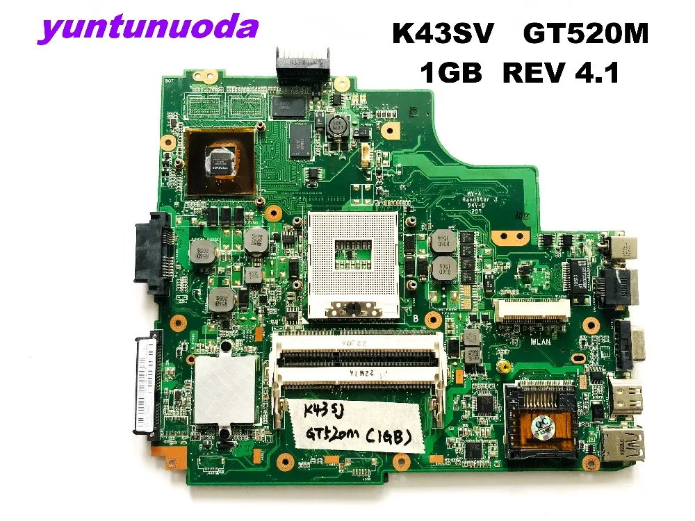 Оригинальная материнская плата для ноутбука ASUS K43SV GT520M 1 ГБ REV 4 протестирована