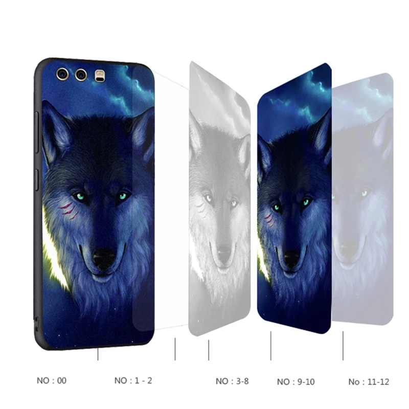 Huawei p10 plus Case Original Cover for Bag Skin Wolf Fish Skull Fundas 100% |