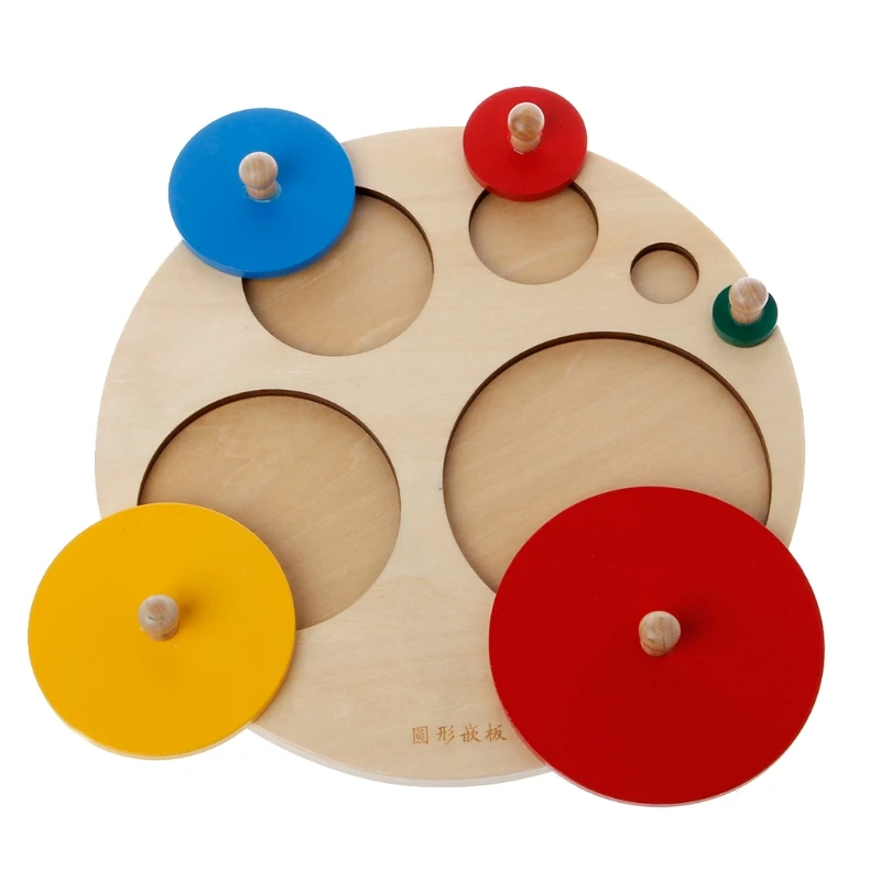 

Montessori Wooden Round Shapes Learning Educational Preschool Kids Children Toys