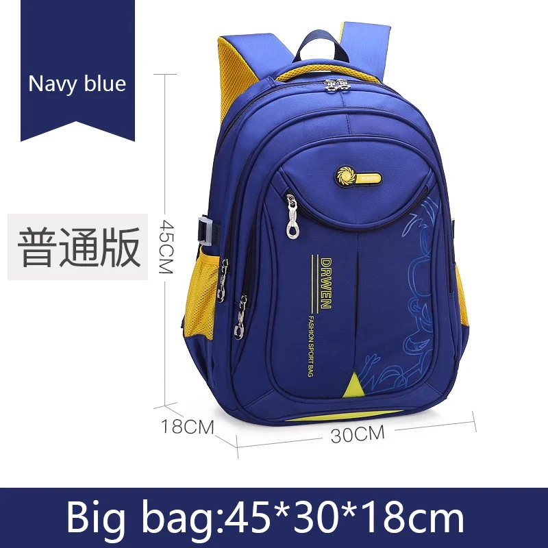 Dark blue 2 big Школьный ранец для начальной школы 1, 3, 4, 6 лет, для мальчиков и девочек, Детский рюкзак на плечи, ультра-светильник, подарок для мальчика 6-12 лет - Цвет: Dark blue 2 big