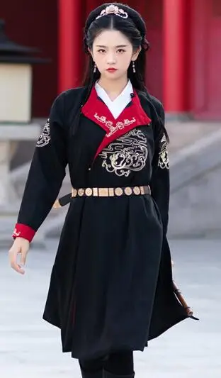 Черный Для мужчин wo мужчин hanfu костюм одежда косплей мужской Китайский древний воин халат династии Мин платье ТВ фильм сценический наряд - Цвет: Черный