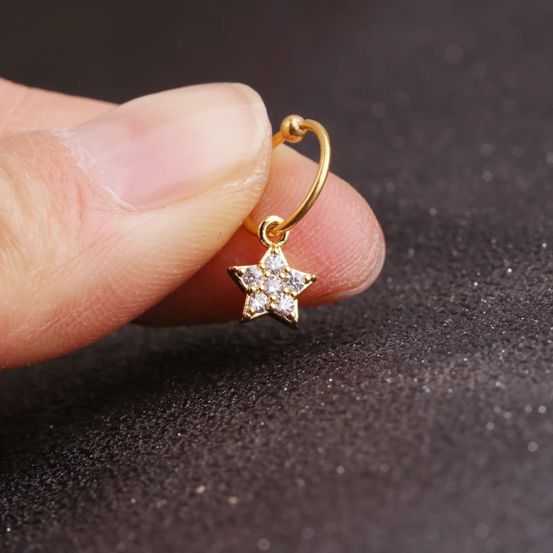 Sellsets Новинка 1 шт Золотое сердце шестиугольник Кристалл tragus daith серьги спиральный для хряща обруч перегородка ноздри пирсинг ювелирные изделия