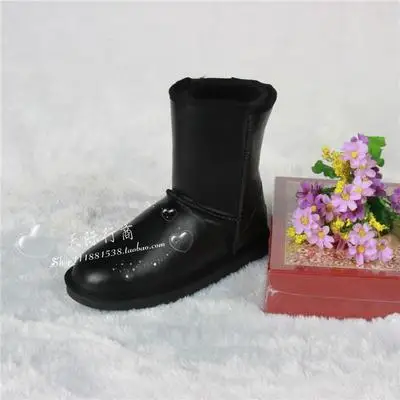 Waterproof metal bla Г., женские зимние сапоги с шерстью и мехом Водонепроницаемые зимние сапоги средней высоты с пряжкой со стразами обувь для влюбленных натуральная кожа - Цвет: Waterproof metal bla