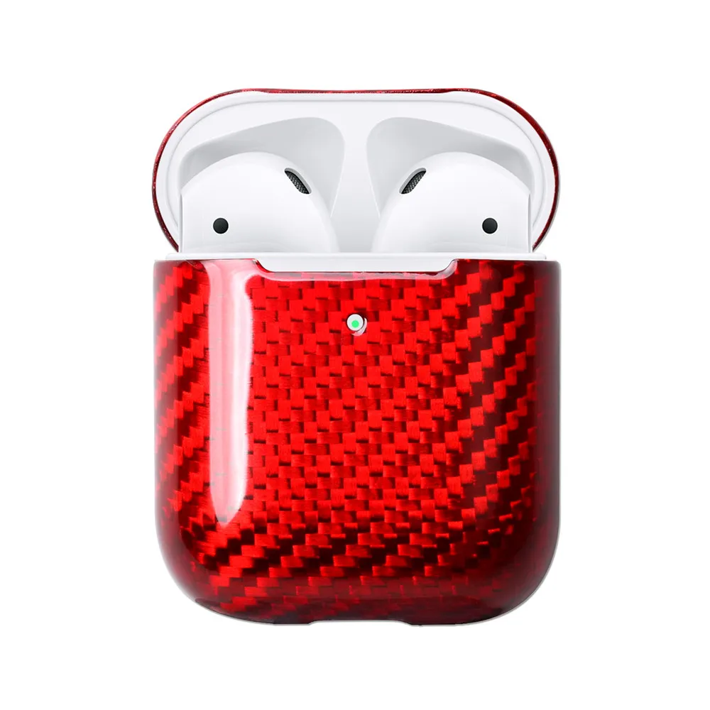 AirPods2 glossy red Чехол из настоящего углеродного волокна для AirPods 2 для AirPods Pro, беспроводной Чехол для зарядки наушников, светодиодный чехол из углеродного волокна, аксессуары - Цвет: AirPods2 glossy red