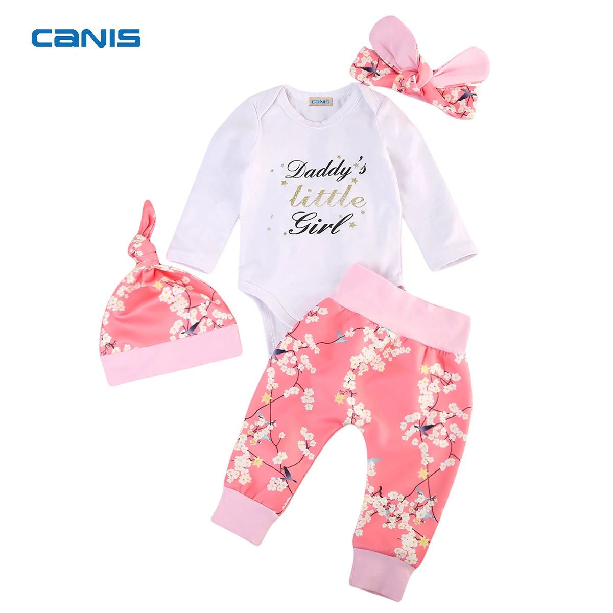 2017 Фирменная Новинка 4 шт. для новорожденных Одежда детей малышей девочек с