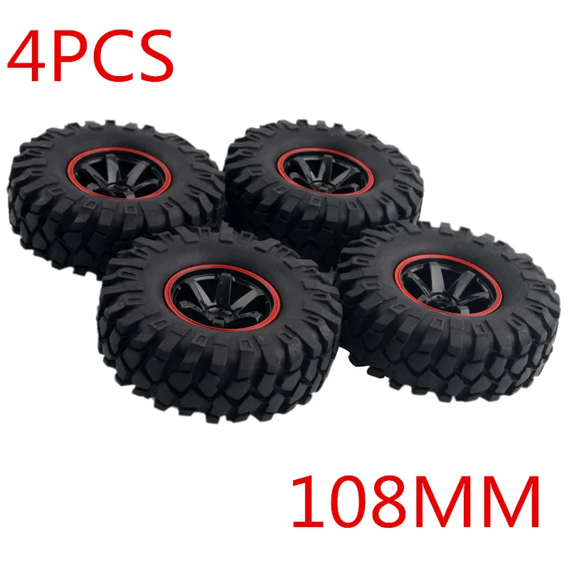 Neum&aacute;ticos de 1,9 ", rueda de 108mm, 12mm, cubo hexagonal para MODELO DE teleconcontrol SCX10 RC, neum&aacute;tico de escalada de coche, neum&aacute;tico de grava simulada de alta calidad-0
