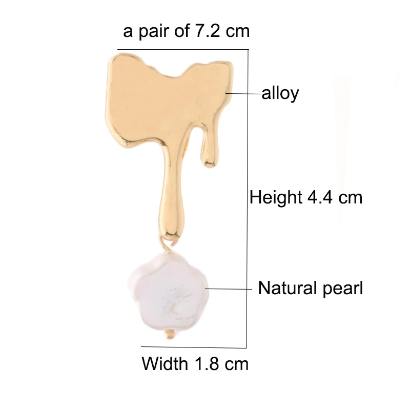 NeeFuWoFu Orecchini NEW Geometric Genuine Pearl Drop Earrings for Women Handmade Gold Hollow Freshwater Pearl Pendant Dangle Ear