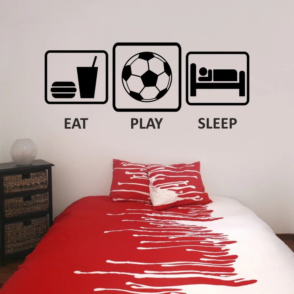 

Football Eat Sleep Play Vinyl Wall Sticker Decal Childrens Teenagers Bedroom Art Decor Wall Decals Mural decoration D740