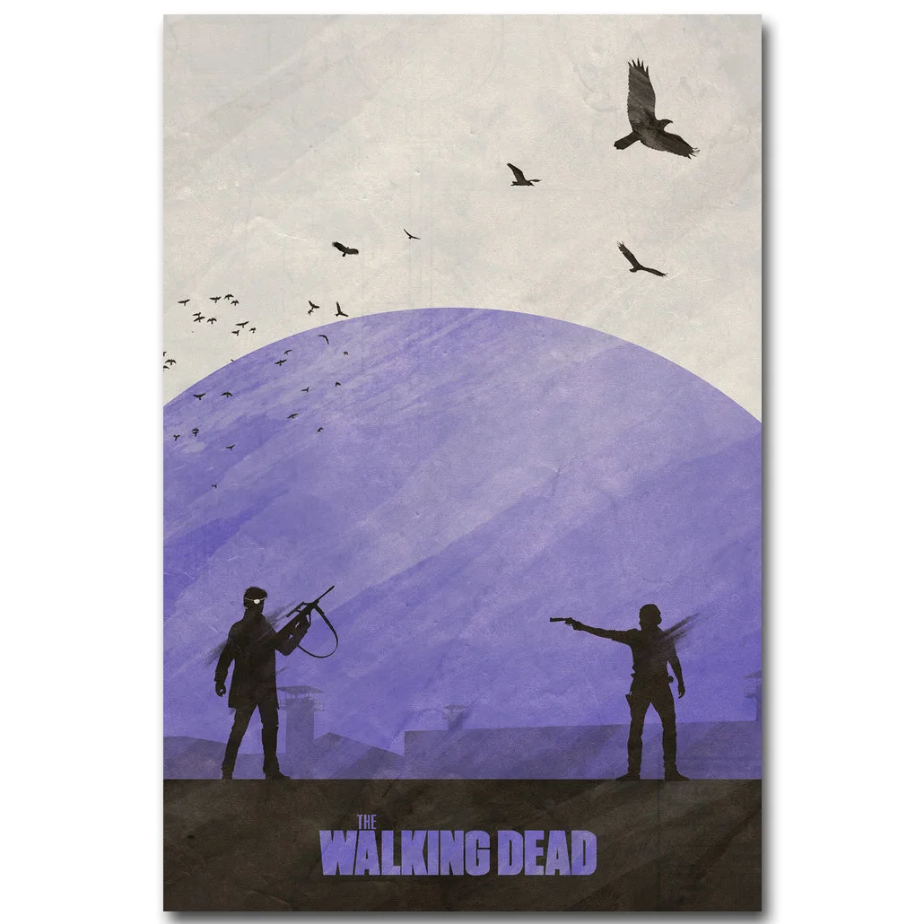 The Walking Dead Art Шелковый тканевой плакат с принтом 13x20 24x36 дюймов ТВ серии картина для комнаты украшения стен Рик Дэрил 040 - Цвет: Цвет: желтый