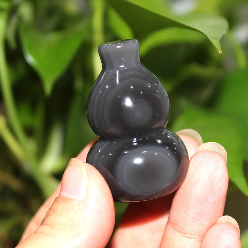 Natural crystal quartz obsidian Style of gourd Crystal crafts handlebars Healthy Energy Stone for Home Furnishing decoration | Дом и сад