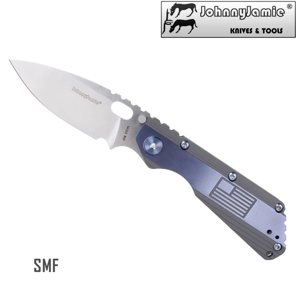 

JohnnyJamie Customized High-End Tactical Knife Folding Blade S35VN Steel with TC4 Titanium Handle Combat Survival SMF Knifes