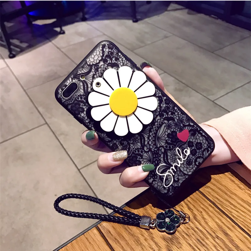Чехол-накладка для iPhone 11 Pro XS Max XR X 8 7 6 6S Plus 5 5S SE с зеркальным кружевом и подвеской в