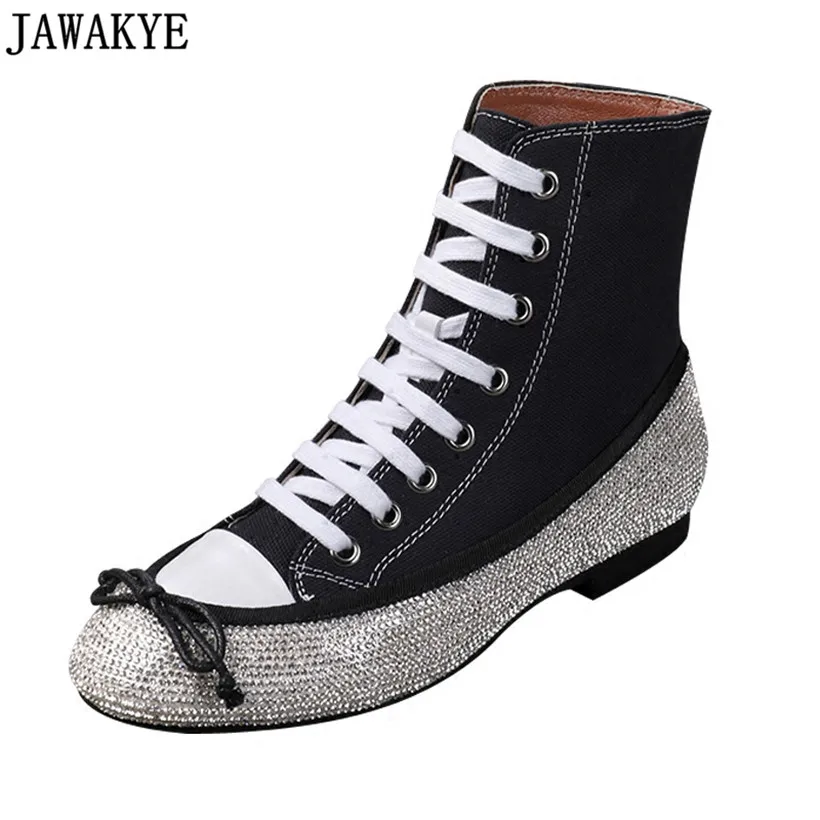 JAWAKY/модные шикарные туфли на плоской подошве украшенные кристаллами