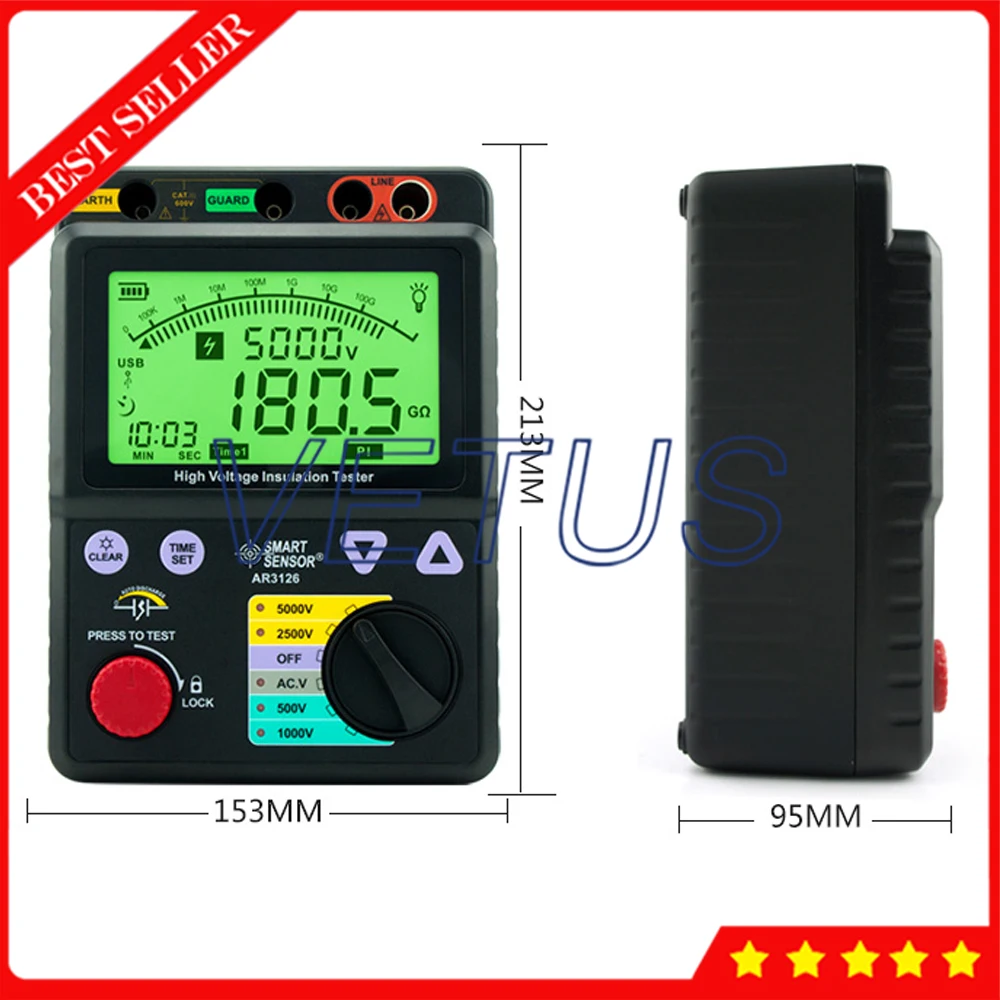 0 МОМ to1000GOhm цифровой измеритель изоляции Измеритель сопротивления Megohmmeter