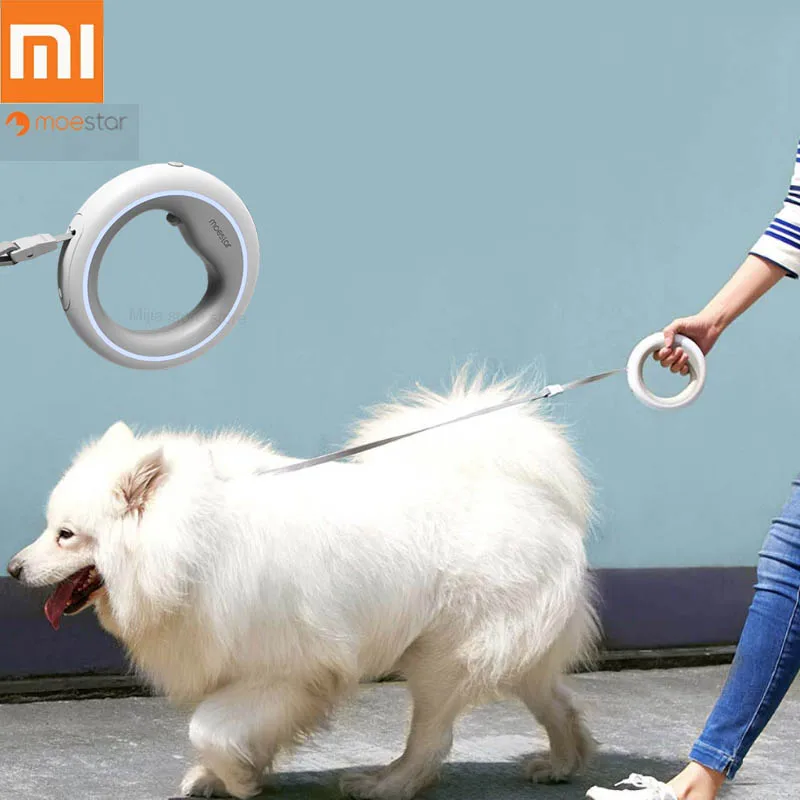 Xiaomi MOESTAR Выдвижной Поводок для собак кольцо светодиодное освещение гибкий