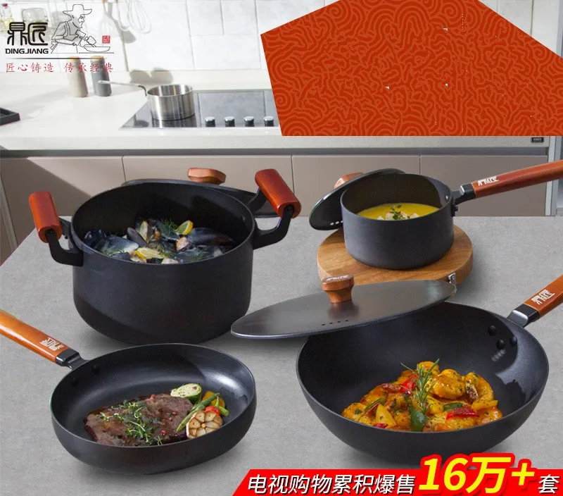 Высококачественные инструменты для приготовления пищи набор чугунных кастрюль 4