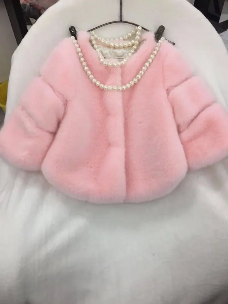 Розовый Babyinstar/аналогичное пальто с мехом для маленьких девочек; модная весенне-зимняя детская верхняя одежда из искусственного меха; теплая детская утепленная одежда - Цвет: Розовый