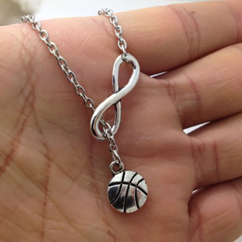 Новое серебряное ожерелье с подвеской в виде баскетбольного мяча из сплава для