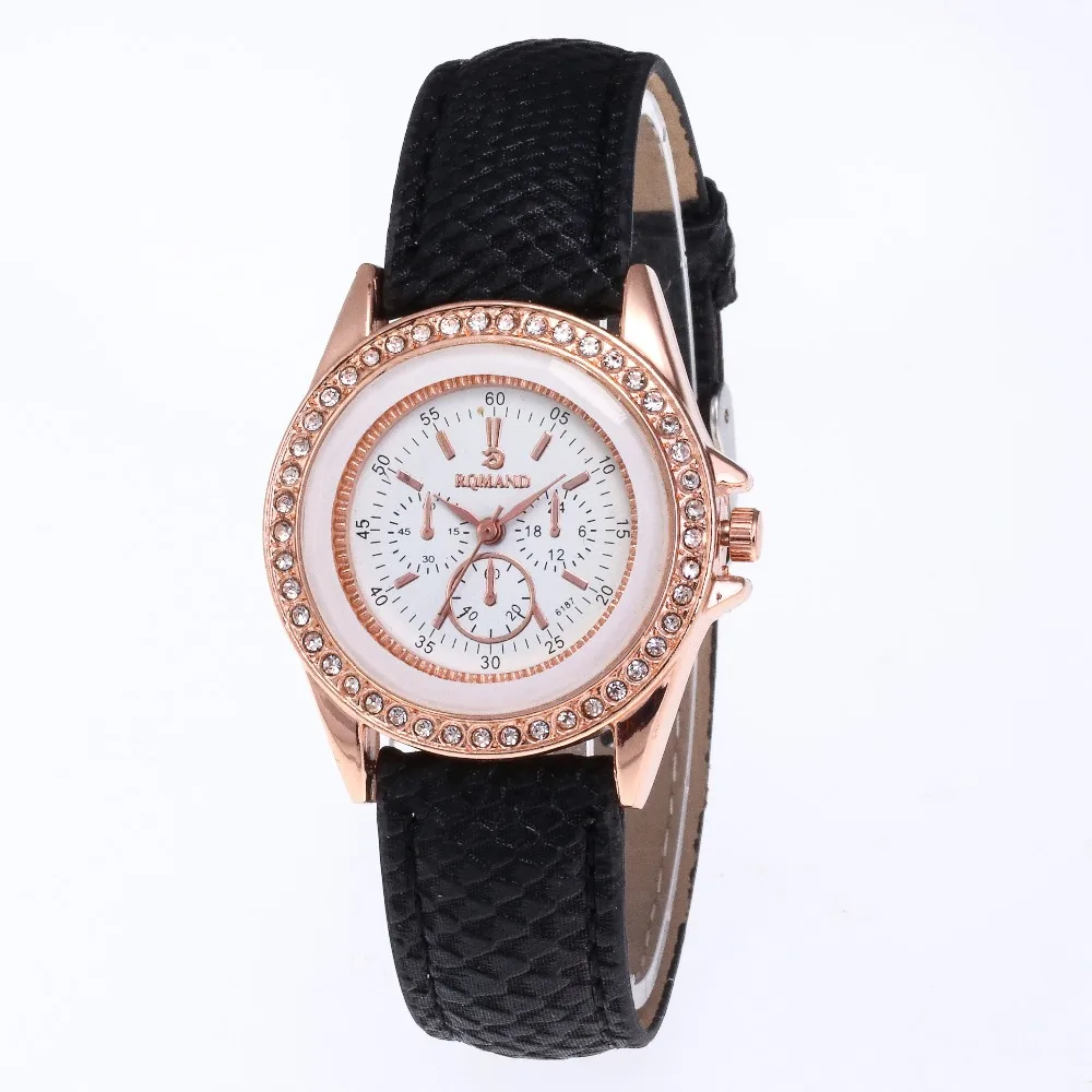 Новые модные женские часы кожаные кварцевые наручные со стразами Reloj Mujer Montre Femme