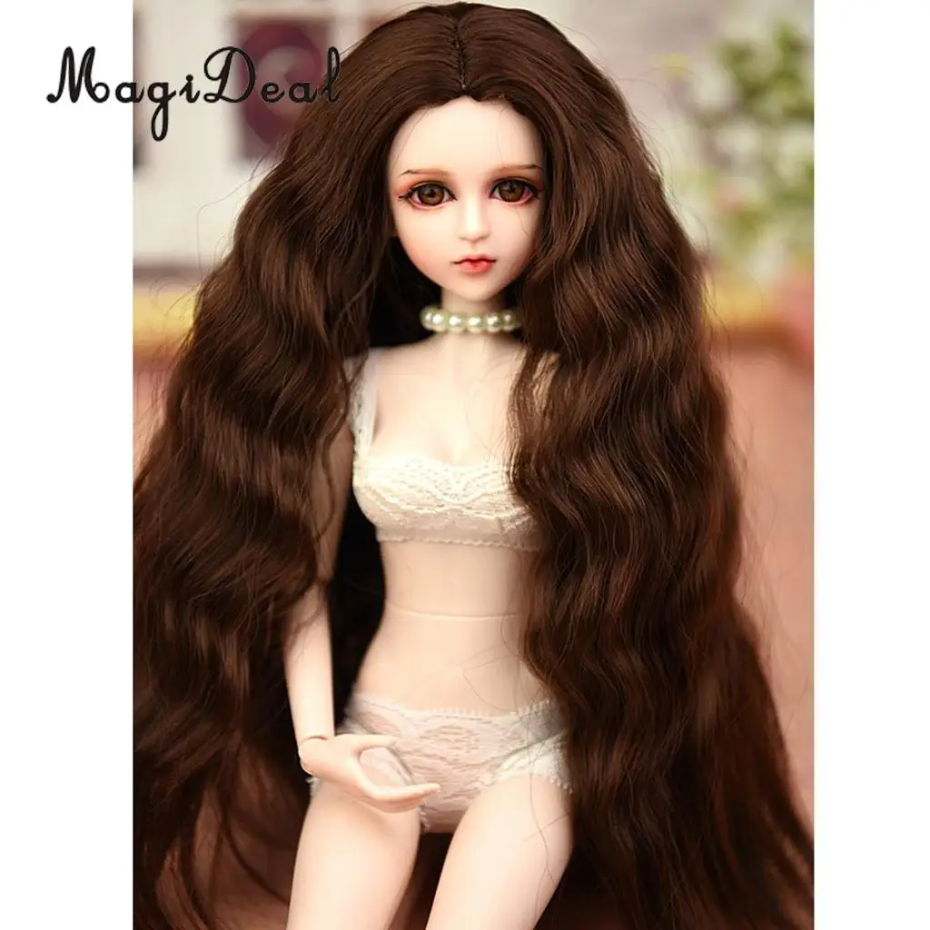 Кофе вьющиеся волосы парик для 1/4 BJD куклы изготовление и ремонтные расходные материалы