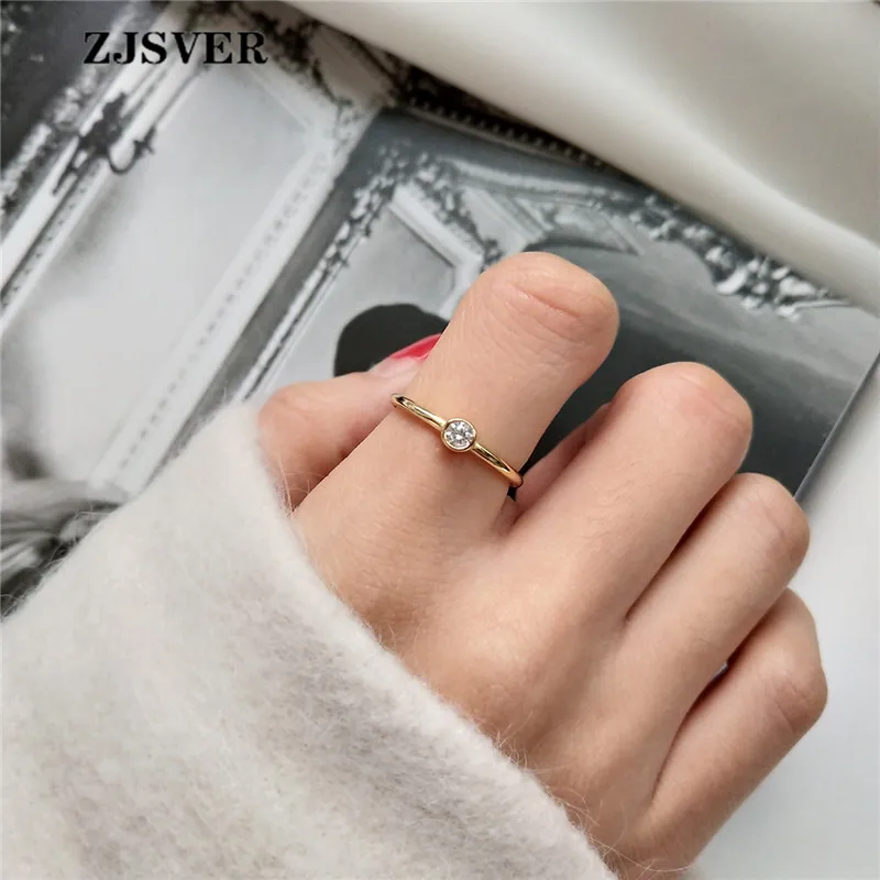 ZJSVER корейские ювелирные изделия кольцо из стерлингового серебра 925 Золотой