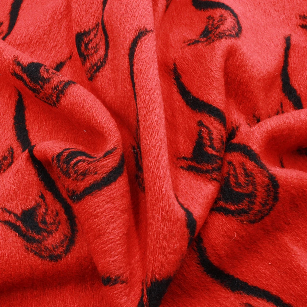 YLSX Autumn and Winter Knitted Red Jacquard Fabric Wool Short Skirt Base Shirt Hoodie T-shirt 145cm50cm | Дом и сад