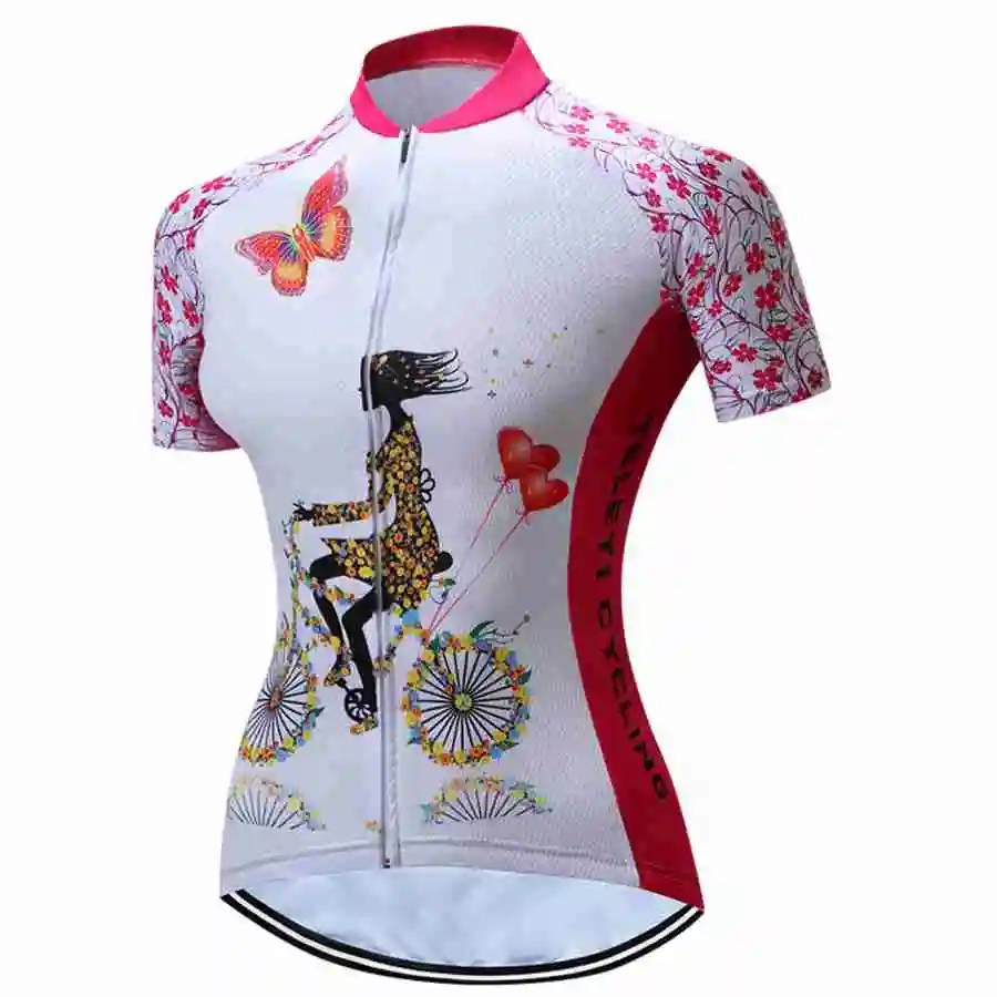 

Teleyi Women Cycling Jersey 2018 pro team Downhill Jersey Ropa ciclismo Cycling Set Girls Butterfly Bicycle Clothing Quick Dry