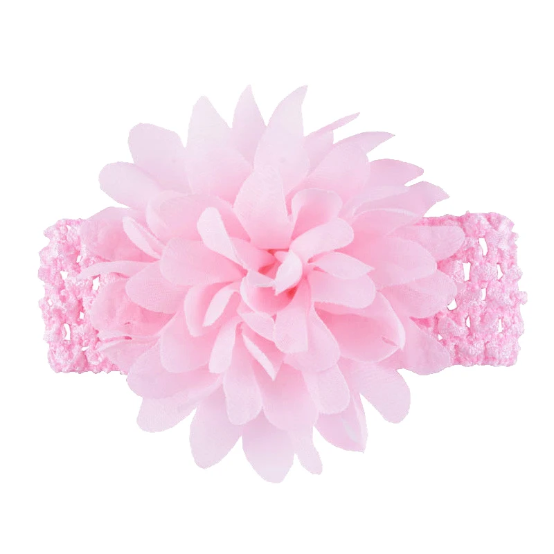 Pink 1 шт. Шифоновый Цветок на голову мягкие эластичные детские трикотажные дышащие летние детские аксессуары для волос платье на день рождения - Цвет: Pink