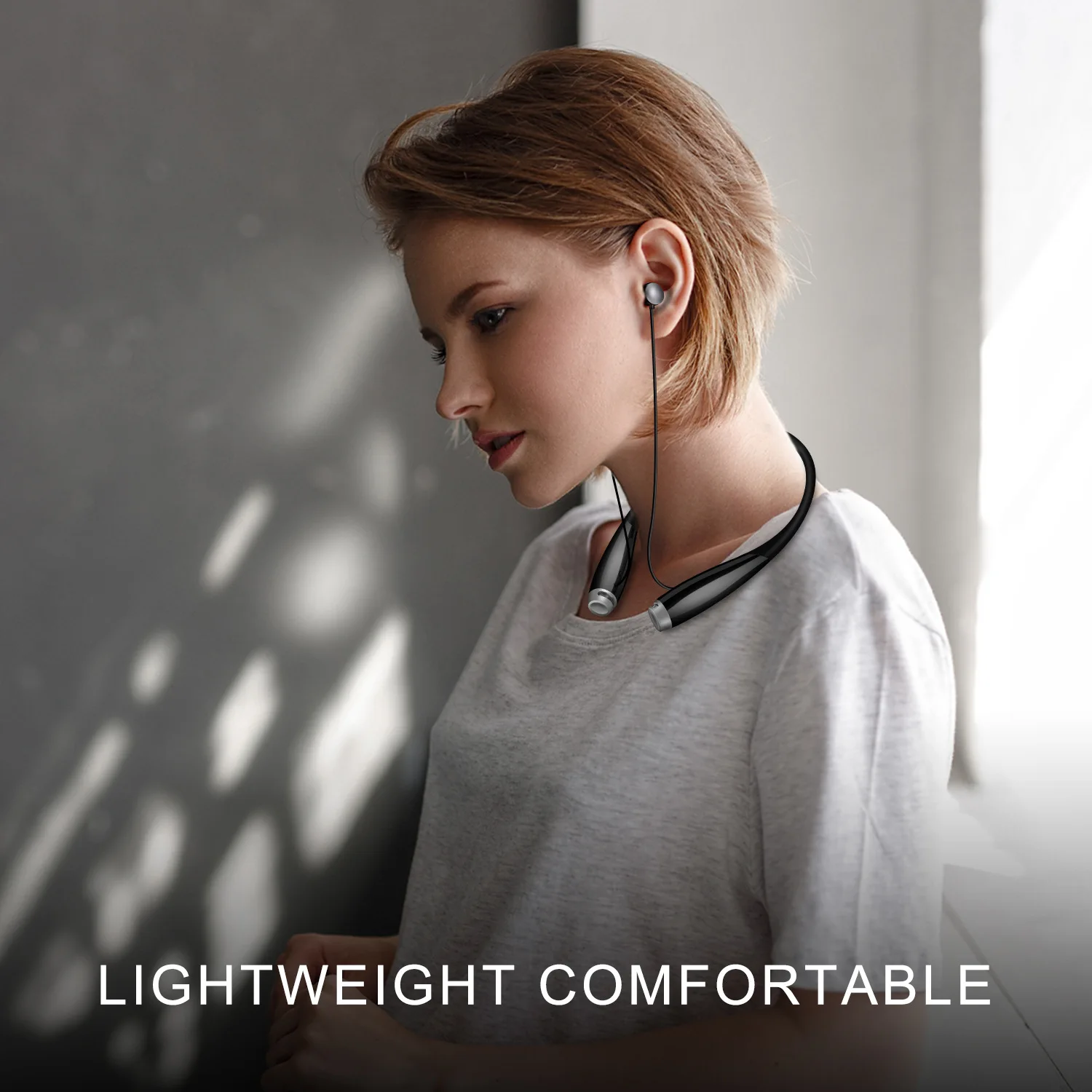 Bluetooth наушники V5.0, Bluetooth наушники с шейным ремешком, вибрация вызова и CVC 6,0, микрофон с шумоподавлением, беспроводная гарнитура для мобильного телефона