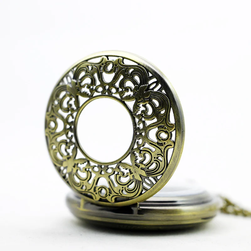 Grotesque Pattern Hollow Design Manual Mechanical Pocket Watch Vintage Steampunk Men's Necklace Pendant Accessory Gift