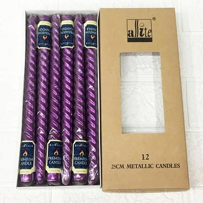 purple 2*25 см, 12 см, шт./кор. спираль палочка длинная лампы в форме свечи золотого, серебряного цвета Свеча светильник ужин свадьба - Цвет: purple