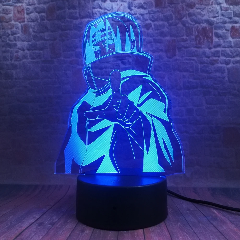 Ночник Naruto Kakashi Minato Uchiha Sasuke 7 цветов светодиодный прикроватный светильник 3D